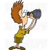 Cartoon Shocked Business Woman Using Binoculars #10404 by Ron Leishman